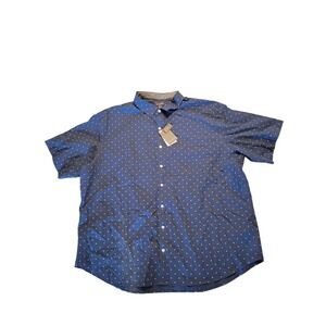 Van Heusen NEW 3XLT Big & Tall Stain Shield Shirt Blue Geometric Short sleeve